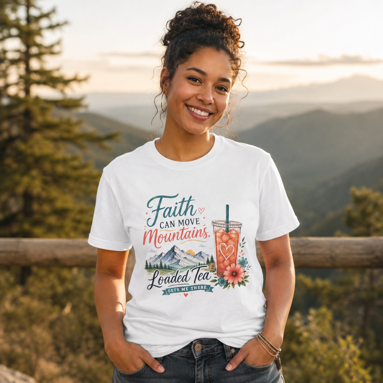 Faith Can Move Mountains T-Shirt | Christian Loaded Tea Lover Tee
