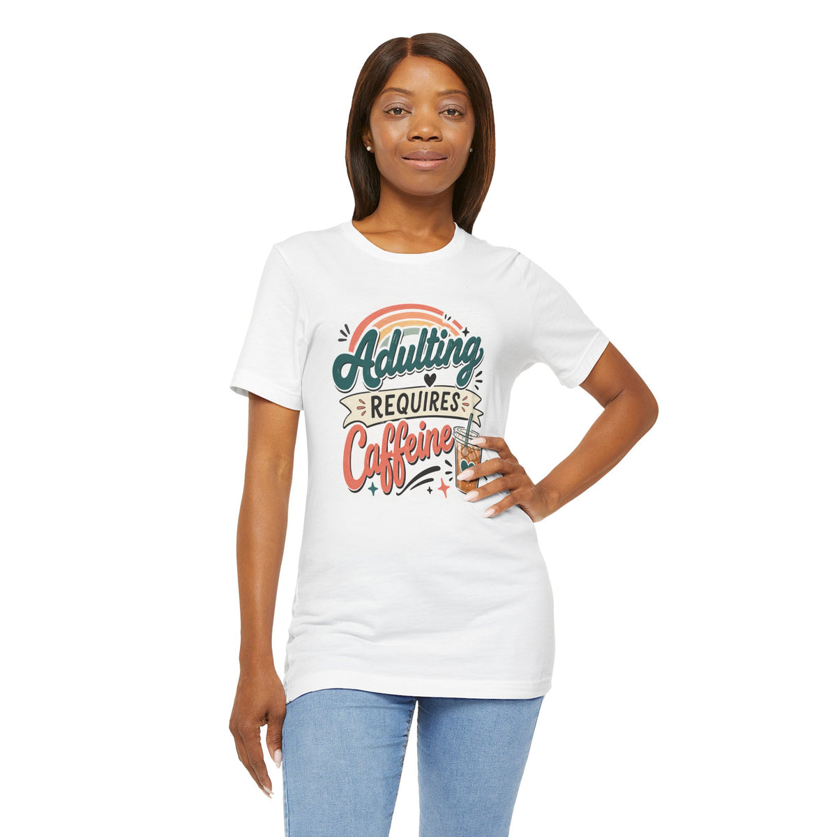 Adulting Requires Caffeine T-Shirt | Funny Caffeine Lover Tee