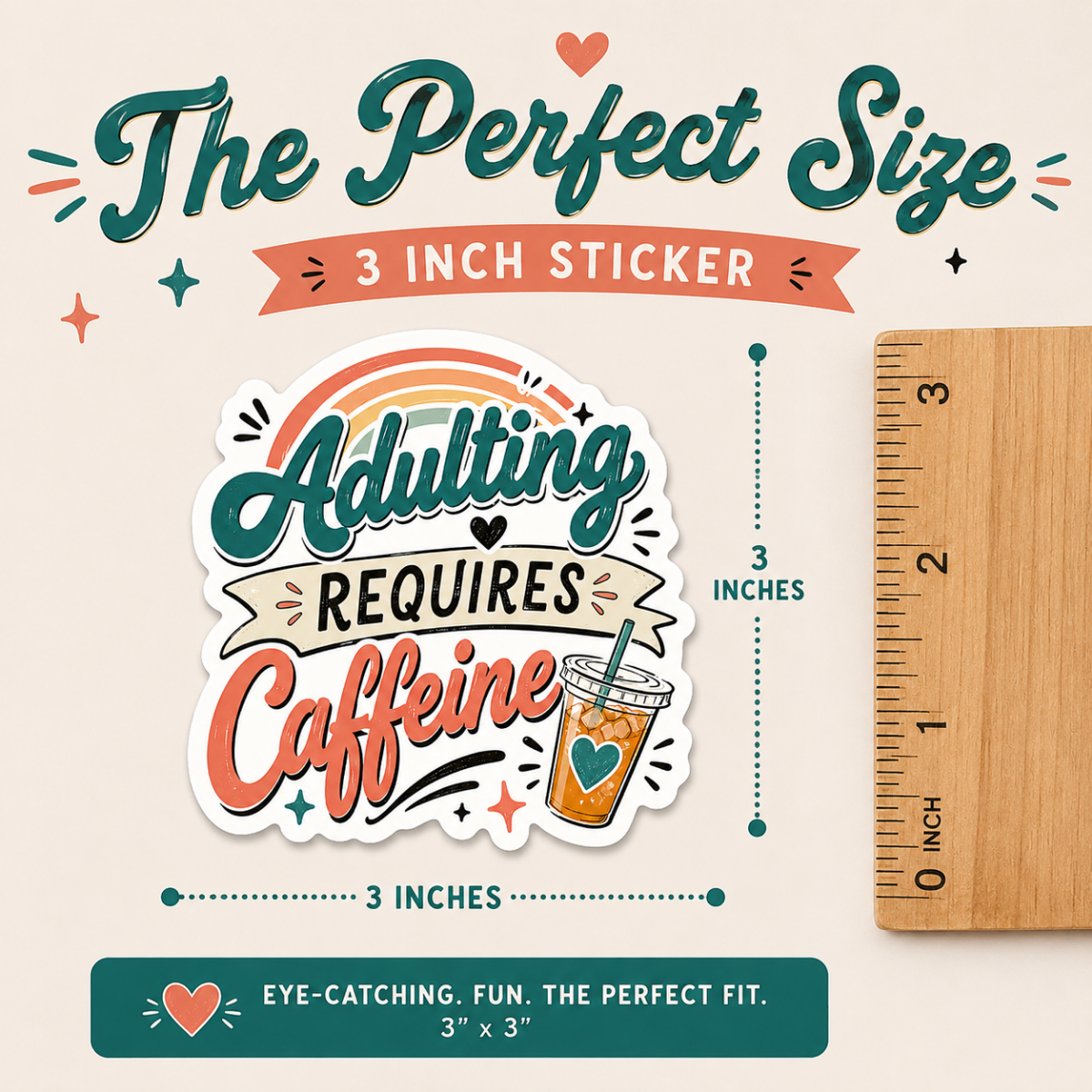 Adulting Requires Caffeine Sticker | Funny Loaded Tea Lover Vinyl Sticker