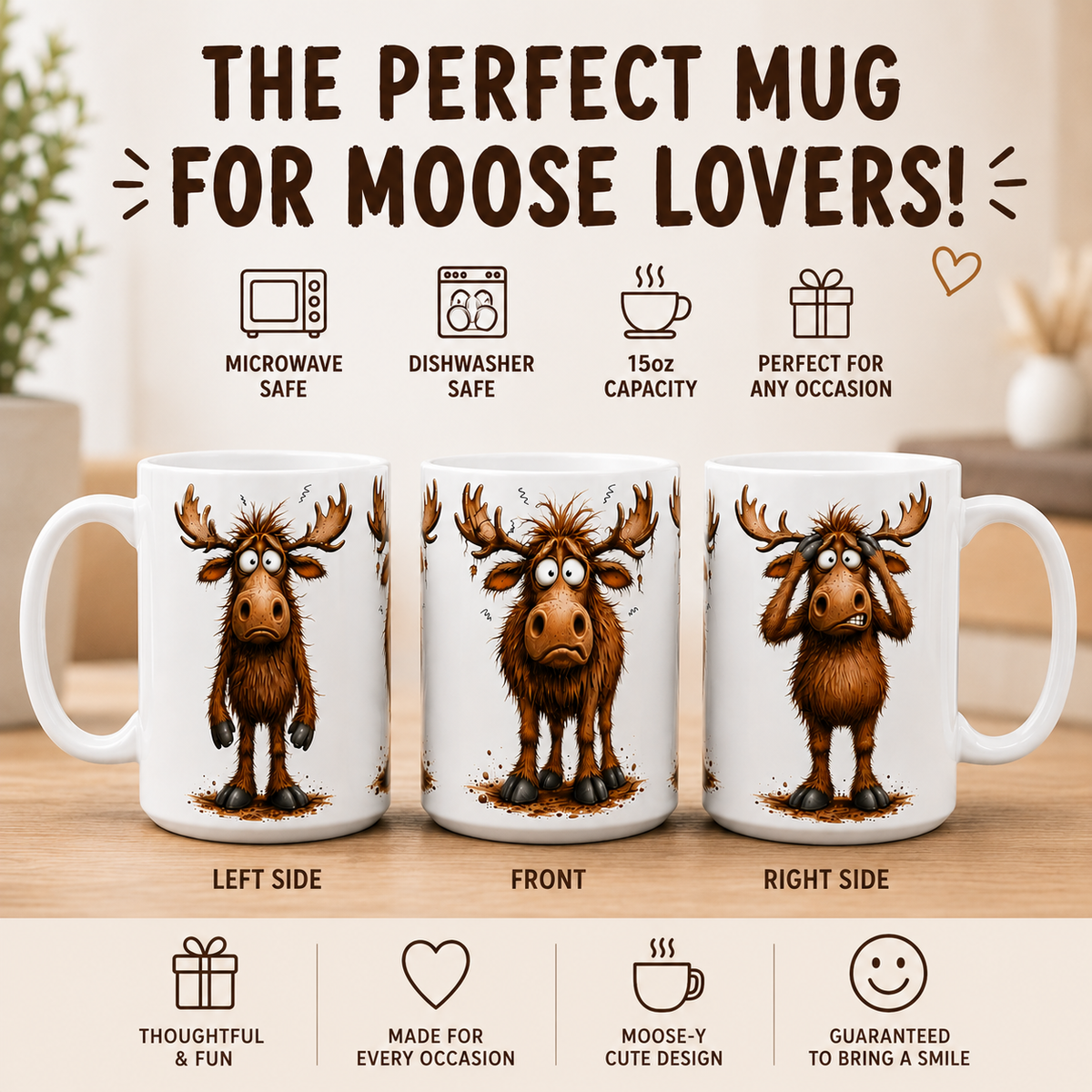 Frazzled Moose Mug | 15 oz Ceramic Moose Lover Mug