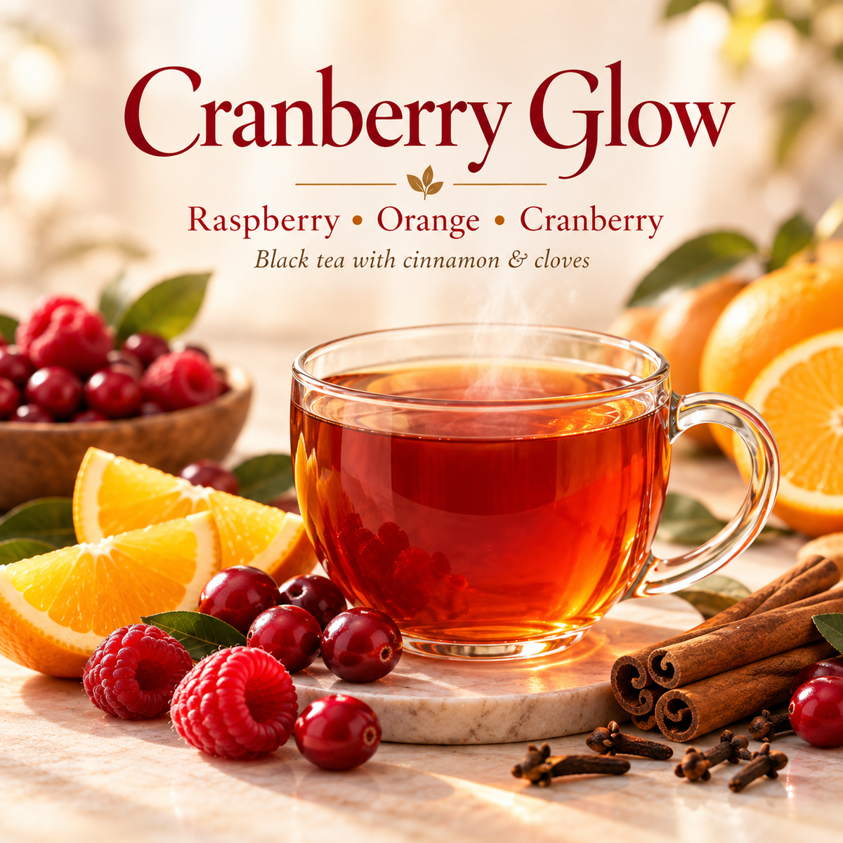 Cranberry Glow Hot Tea | Raspberry, Orange & Cranberry