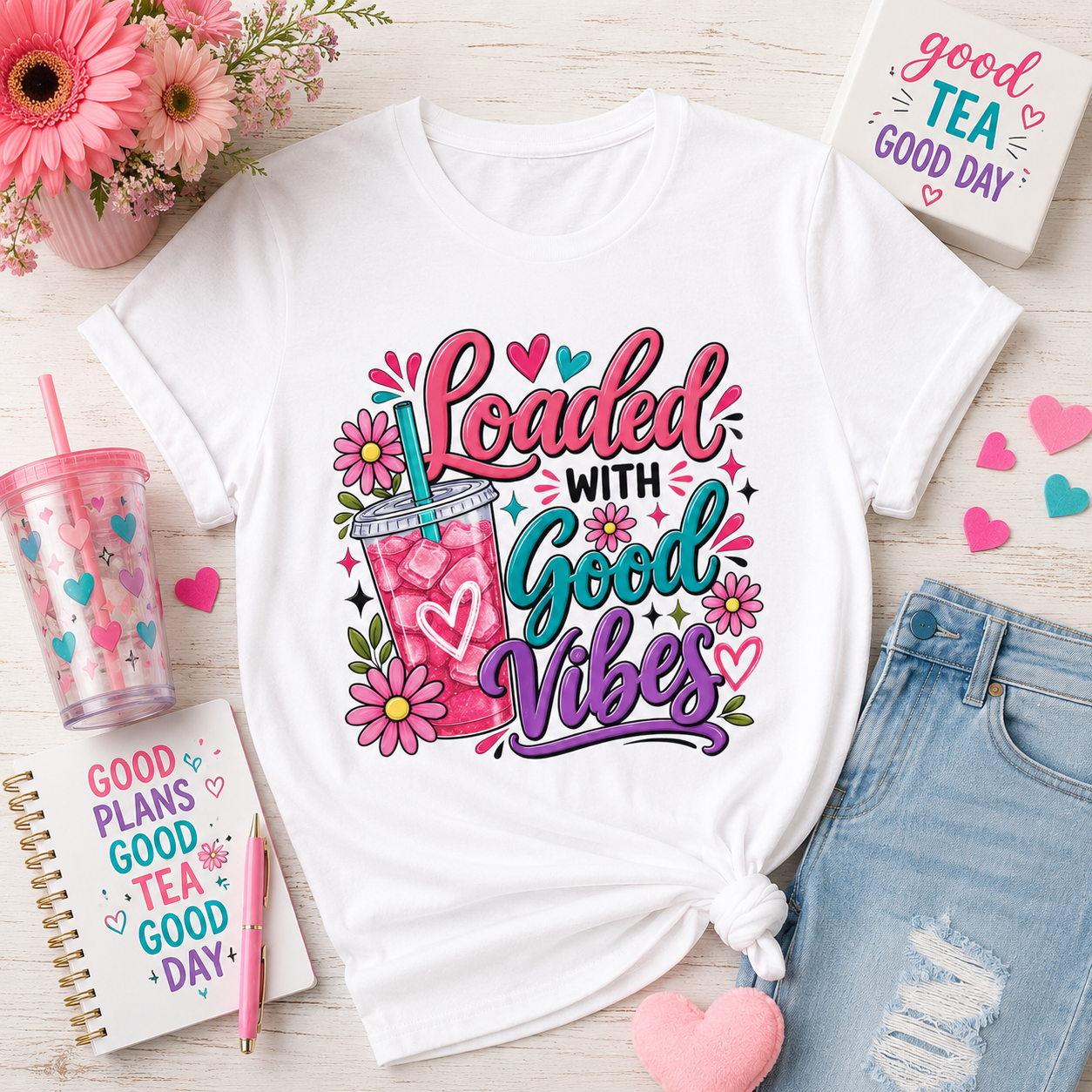 Loaded With Good Vibes T-Shirt | Loaded Tea Lover Shirt