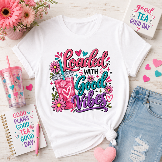 Loaded With Good Vibes T-Shirt | Loaded Tea Lover Shirt