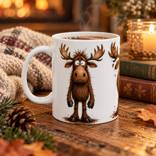 Frazzled Moose Mug | 15 oz Ceramic Moose Lover Mug