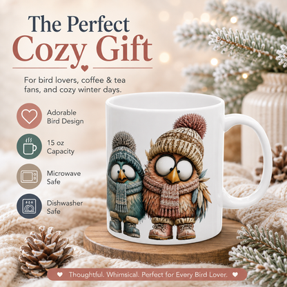 Winter Birds Mug | 15 oz Ceramic Bird Lover Mug