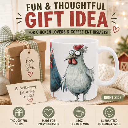 Colorful Chicken Mug | 15 oz Ceramic Chicken Lover Mug