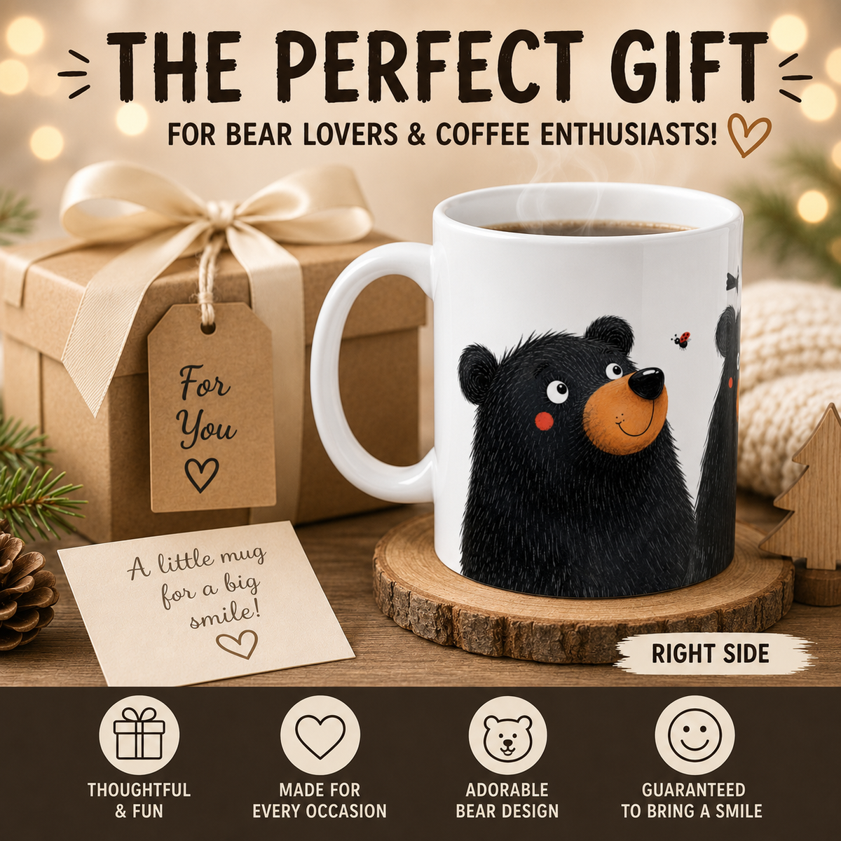 Cute Bear Mug | 15 oz Ceramic Bear Lover Mug