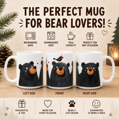 Cute Bear Mug | 15 oz Ceramic Bear Lover Mug